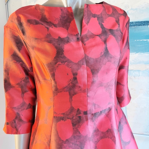 $3,400 OSCAR DE LA RENTA RED SILK  RUNWAY DRESS US 10 - Picture 5 of 10
